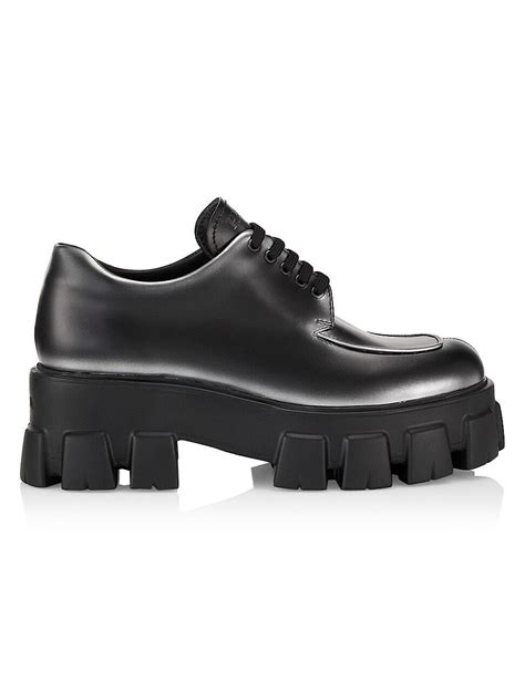 Shop Prada Platform Leather Oxfords 